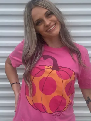 Polka Dot Pumpkin Cropped Tee - Wholesale