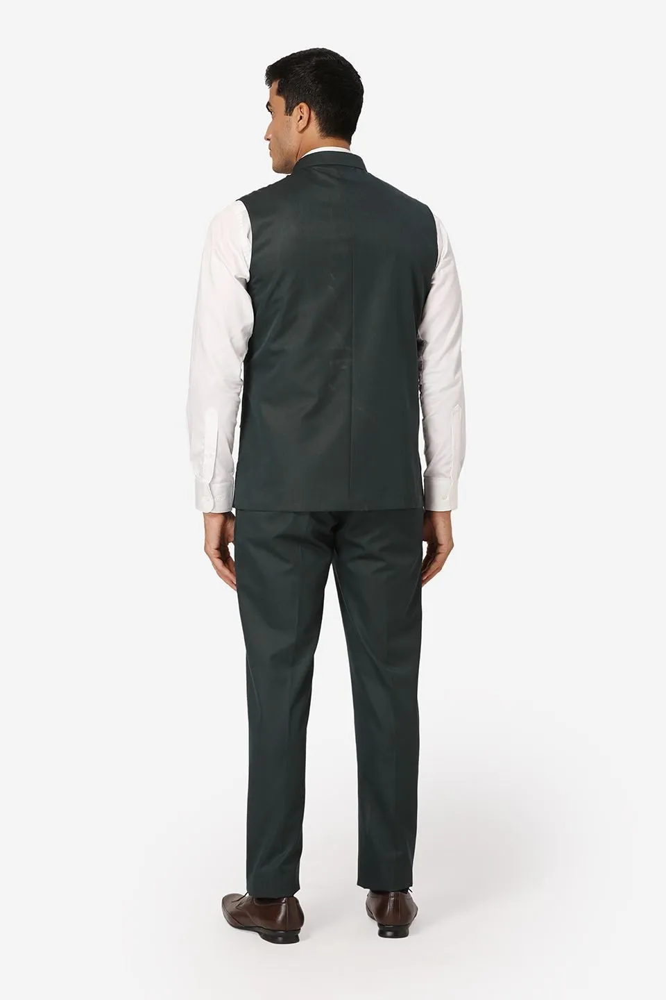 Polyester Cotton Green Vest and Trouser Set