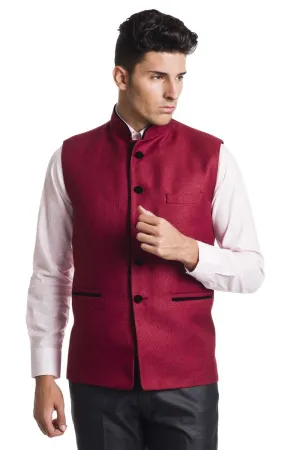 Polyester Cotton Red Modi Nehru Jacket