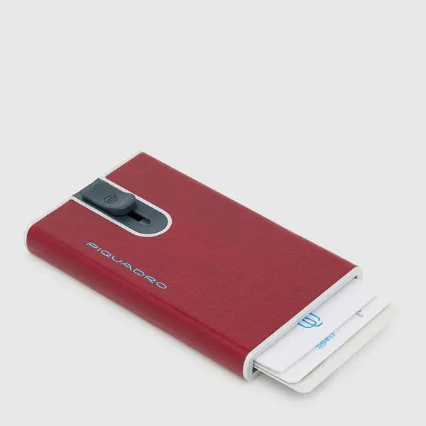 Porta Carte di Credito Piquadro con Sliding System Blue Square Rosso