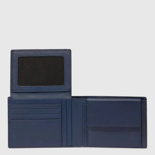 Portafoglio da Uomo Piquadro in Pelle con Porta Documenti Blu