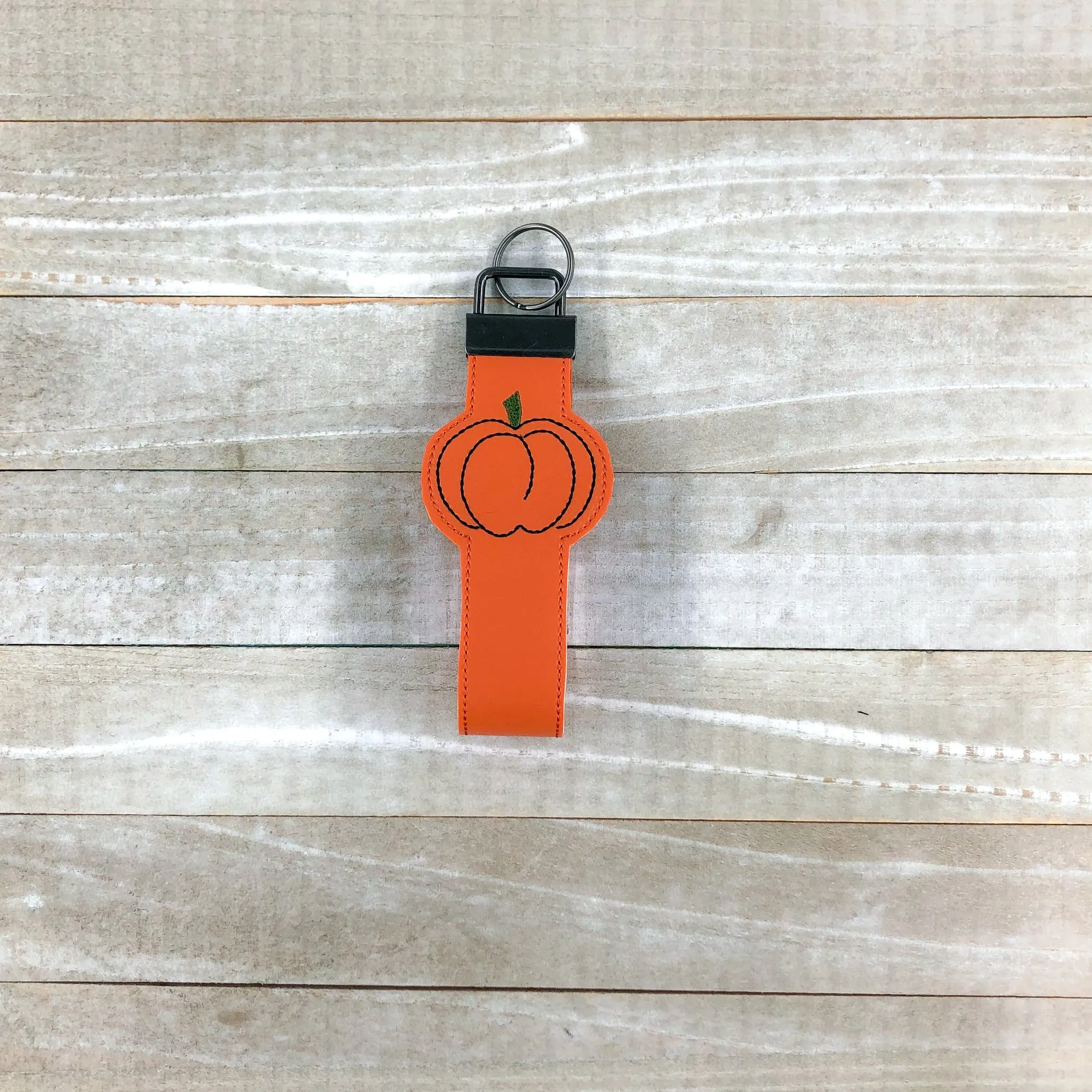 Pumpkin Key fob (5x7 & 6x10 hoop sizes included) machine embroidery design DIGITAL DOWNLOAD