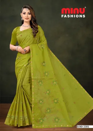 Pure Cotton Sargam Embroidery Saree (Special Rate)
