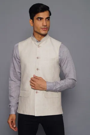 Pure Linen Cream Modi Nehru Jacket