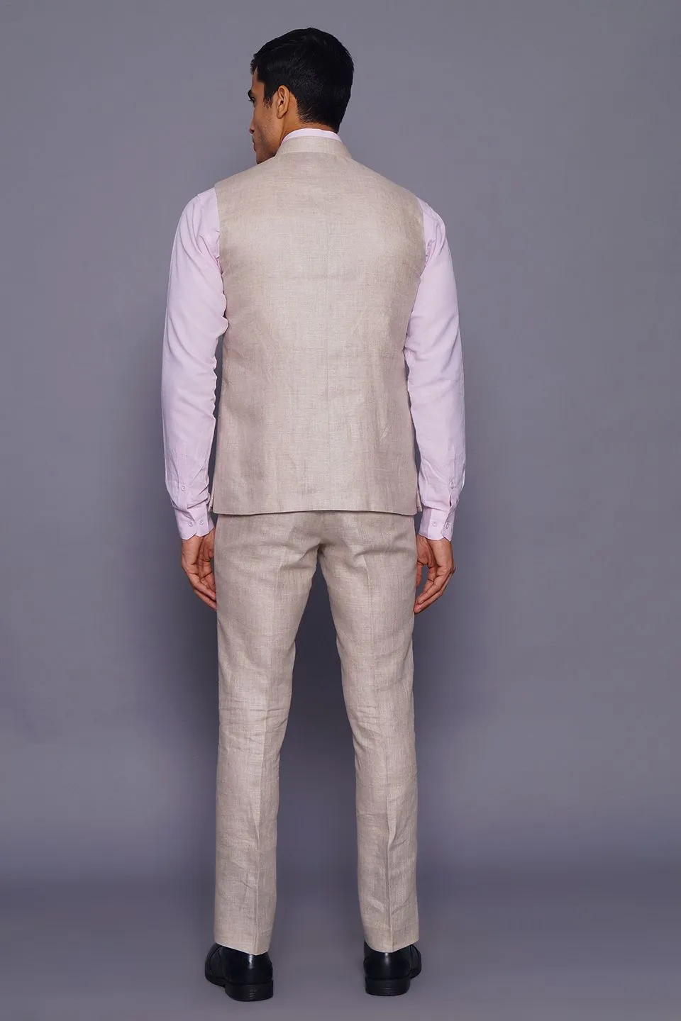 Pure Linen Cream Vest and Trouser Set