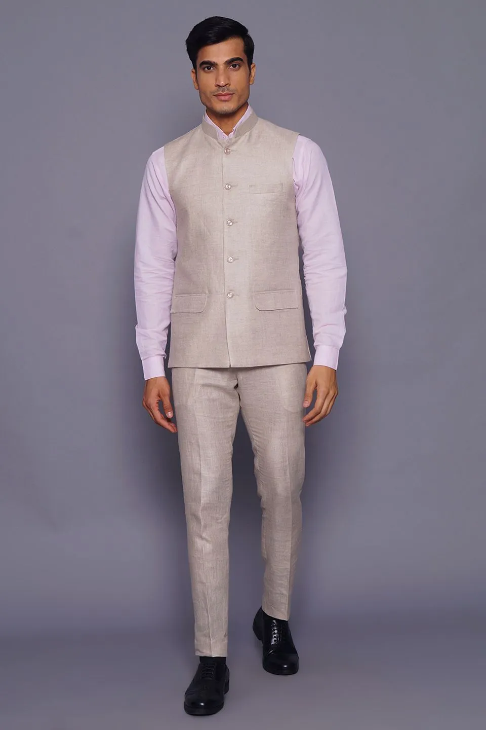 Pure Linen Cream Vest and Trouser Set