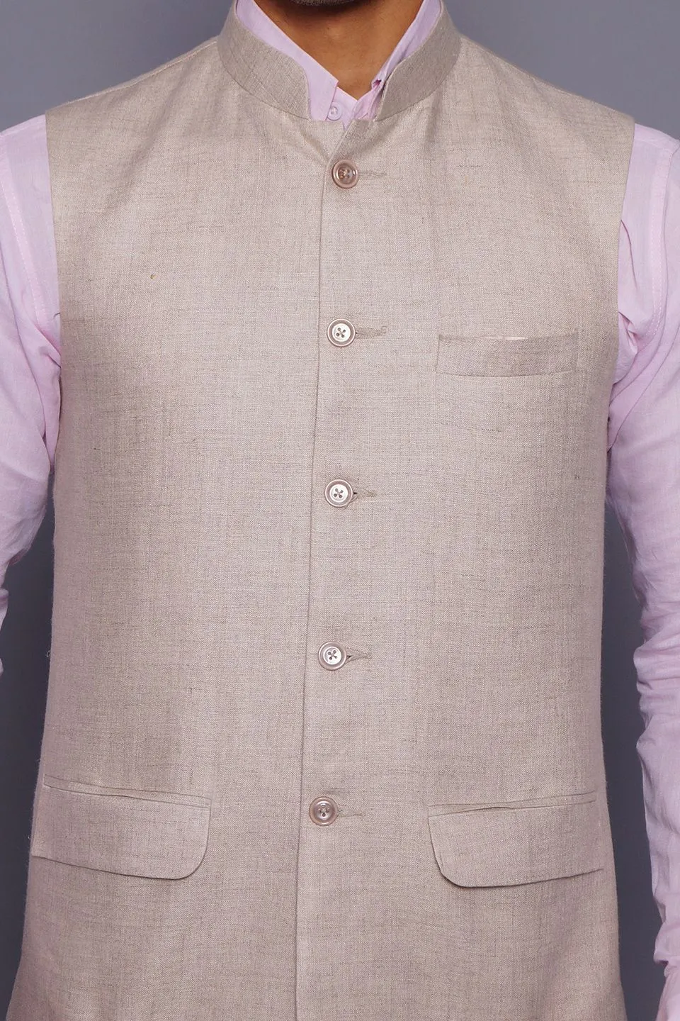 Pure Linen Cream Vest and Trouser Set