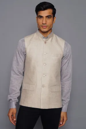 Pure Linen Natural Modi Nehru Jacket