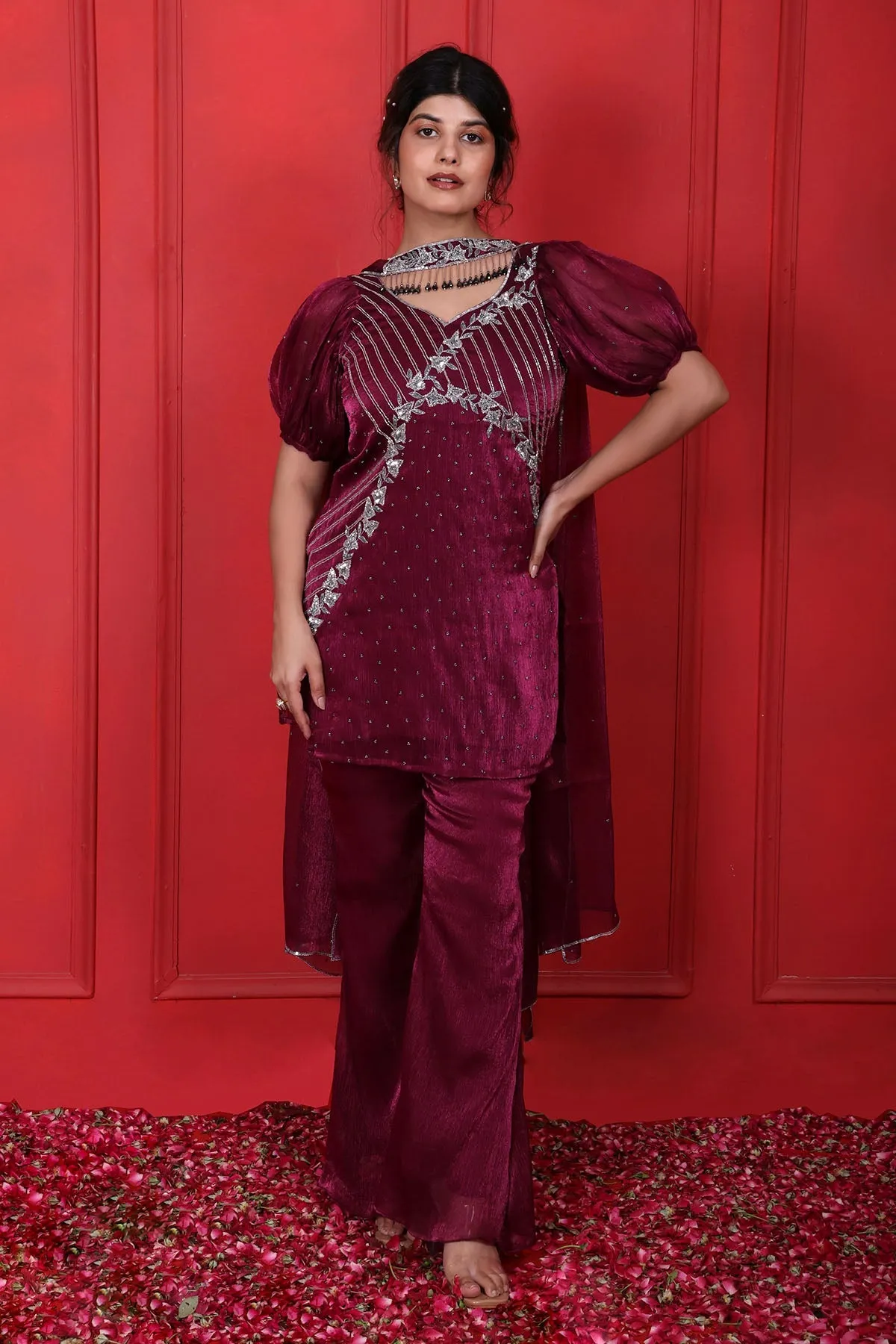 Purple Crush Tissue Lehenga Set