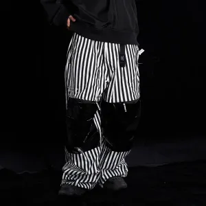 QLEO Street Style Stripe Snow Pants