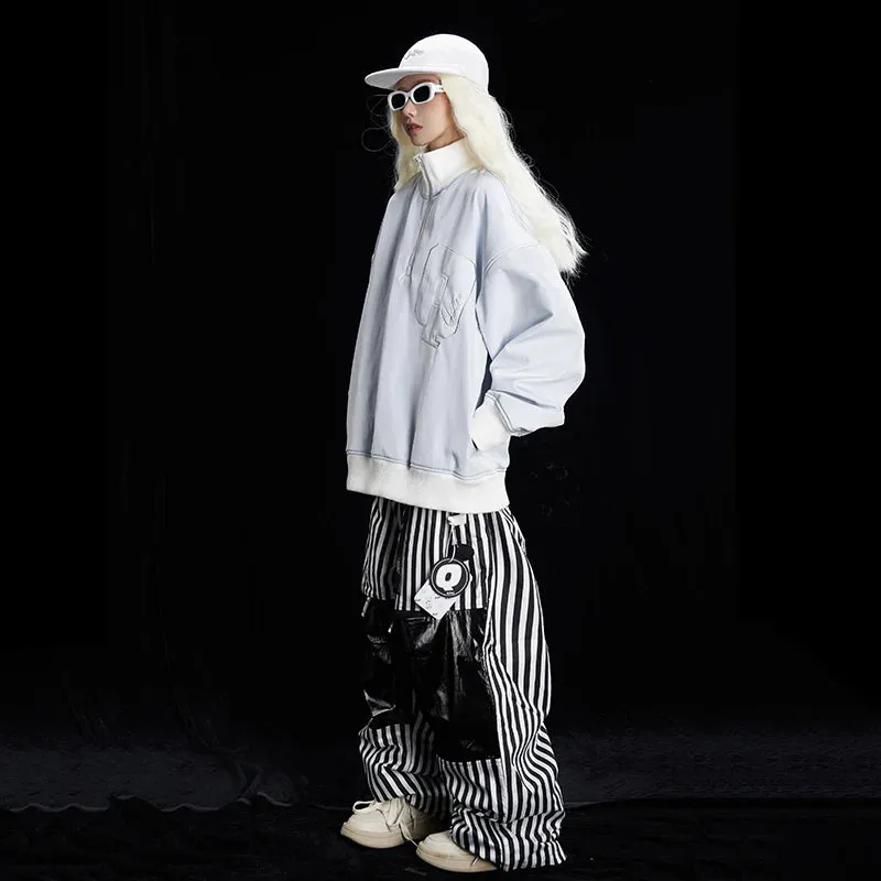 QLEO Street Style Stripe Snow Pants