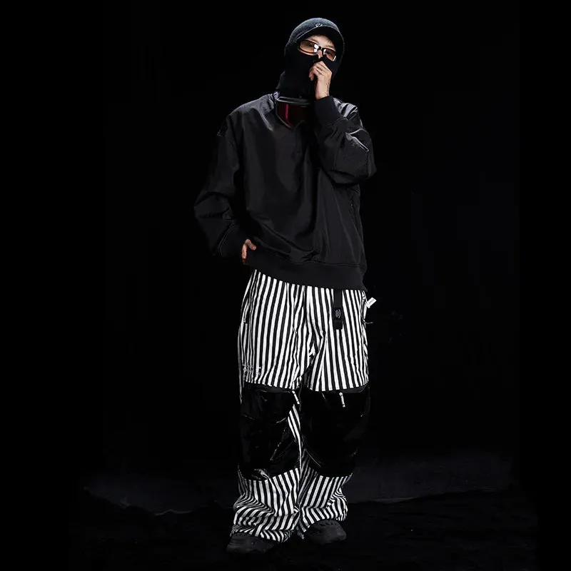 QLEO Street Style Stripe Snow Pants