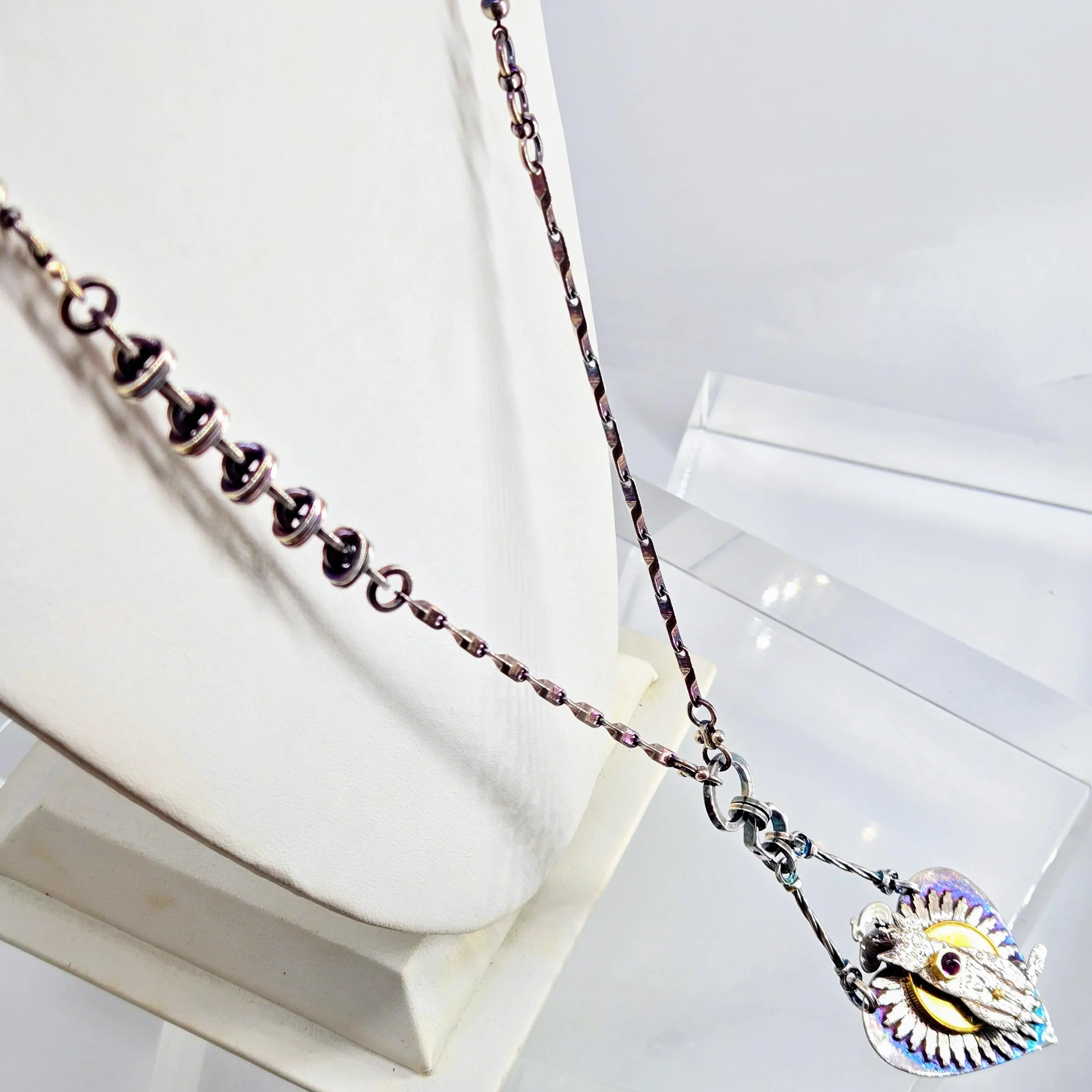 "Dia Del Gatito" Convertible Necklace - Anti-tarnish Mixed Metals & Upcycled Components