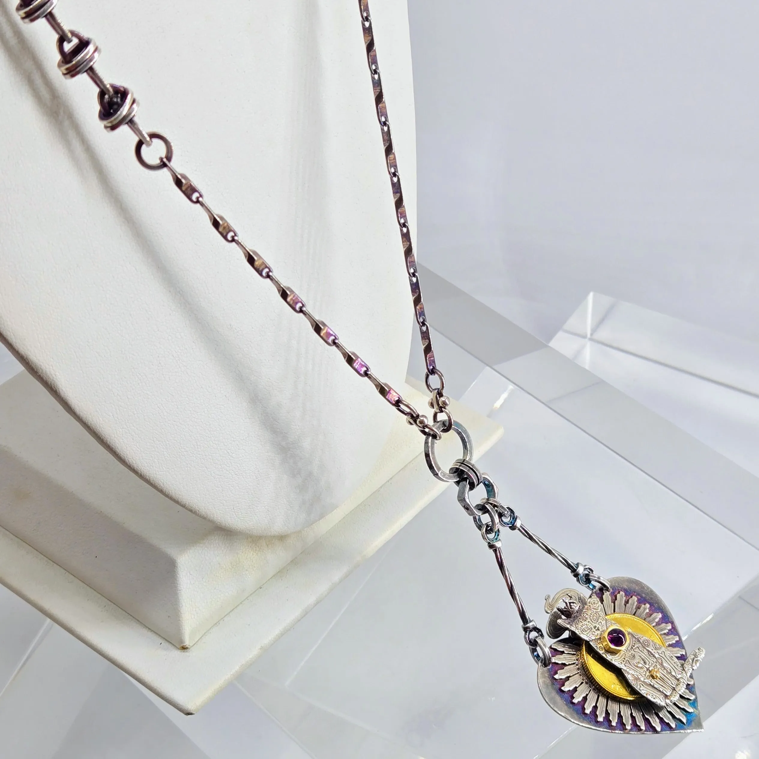 "Dia Del Gatito" Convertible Necklace - Anti-tarnish Mixed Metals & Upcycled Components