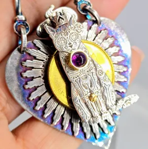 "Dia Del Gatito" Convertible Necklace - Anti-tarnish Mixed Metals & Upcycled Components