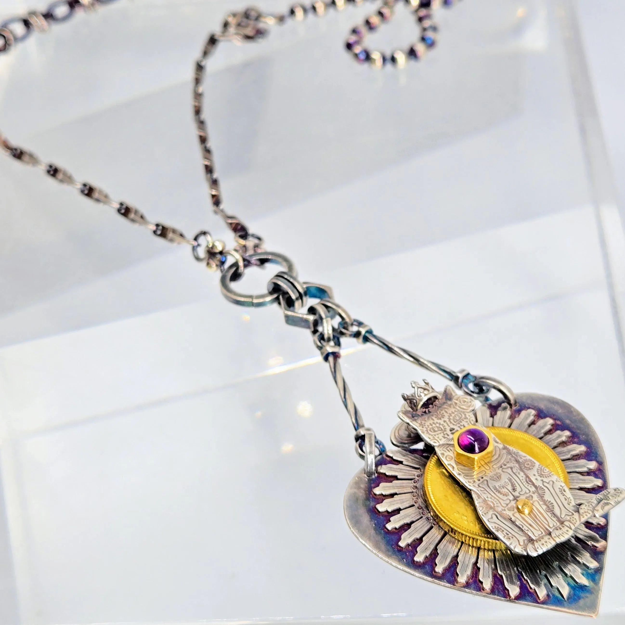 "Dia Del Gatito" Convertible Necklace - Anti-tarnish Mixed Metals & Upcycled Components