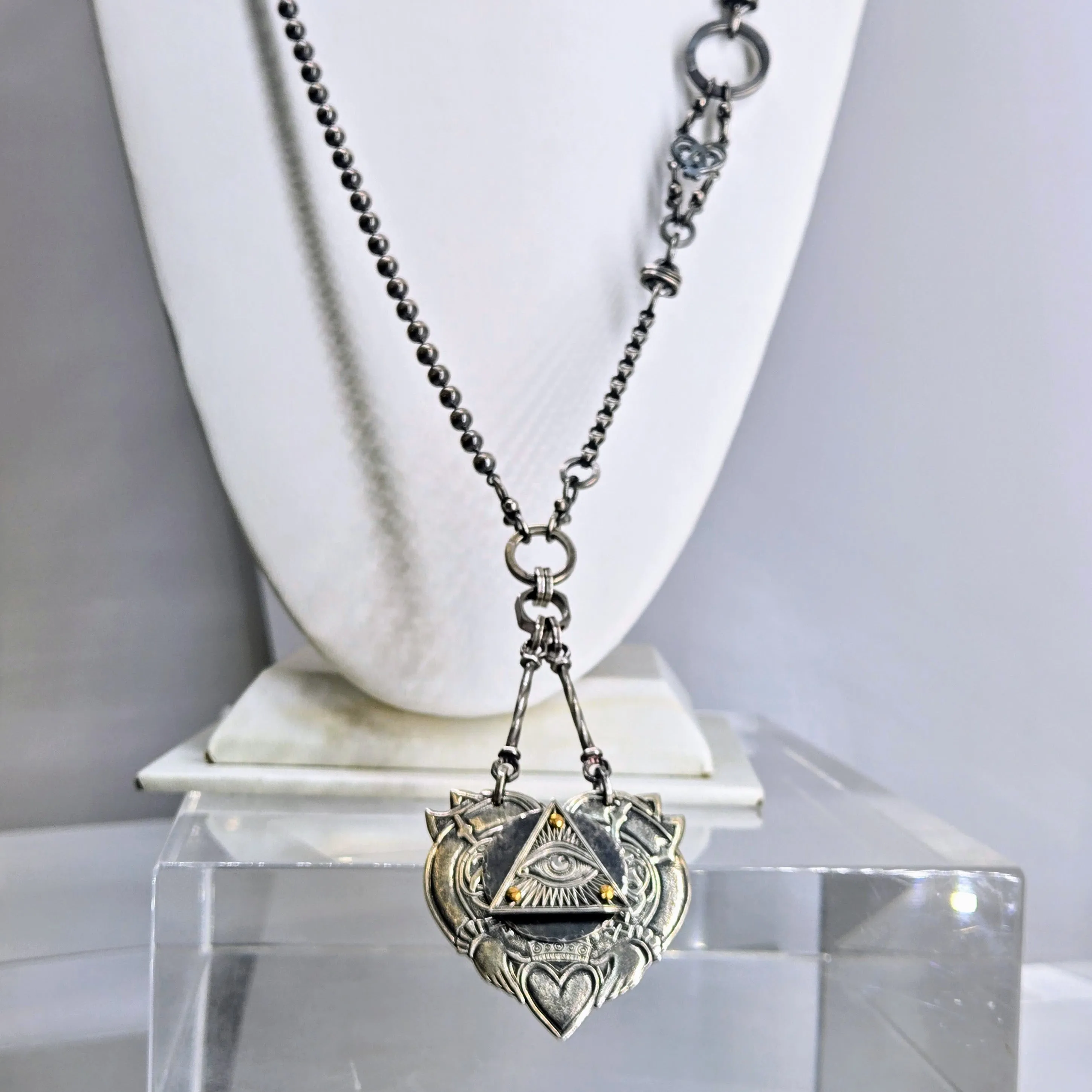 "Eye <3 YOU!" Convertible Necklace - Anti-tarnish Mixed Metals & Upcycled Components