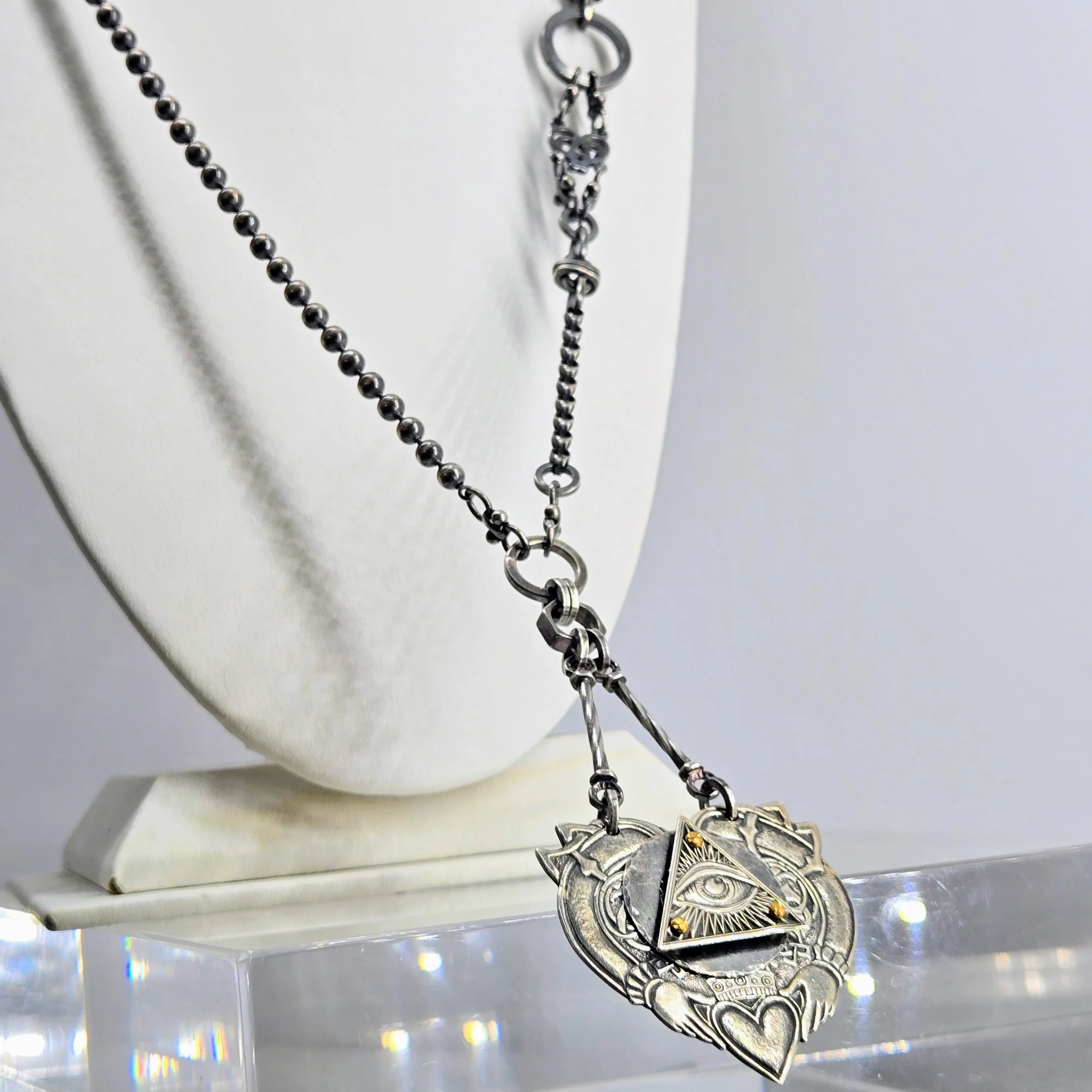 "Eye <3 YOU!" Convertible Necklace - Anti-tarnish Mixed Metals & Upcycled Components