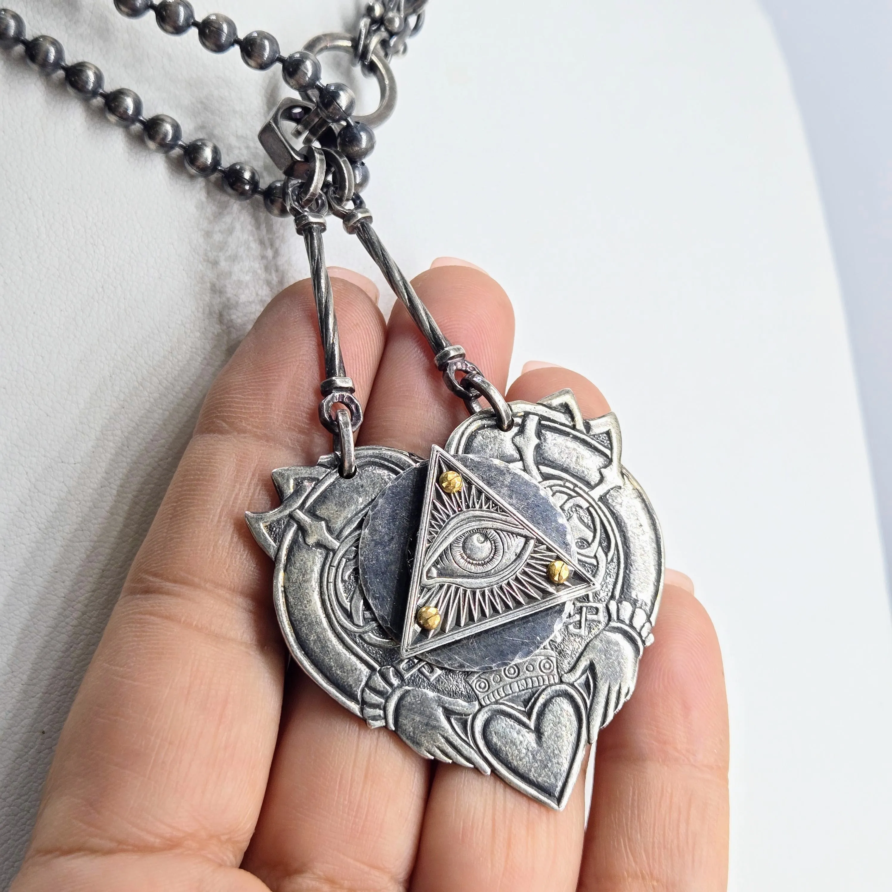 "Eye <3 YOU!" Convertible Necklace - Anti-tarnish Mixed Metals & Upcycled Components