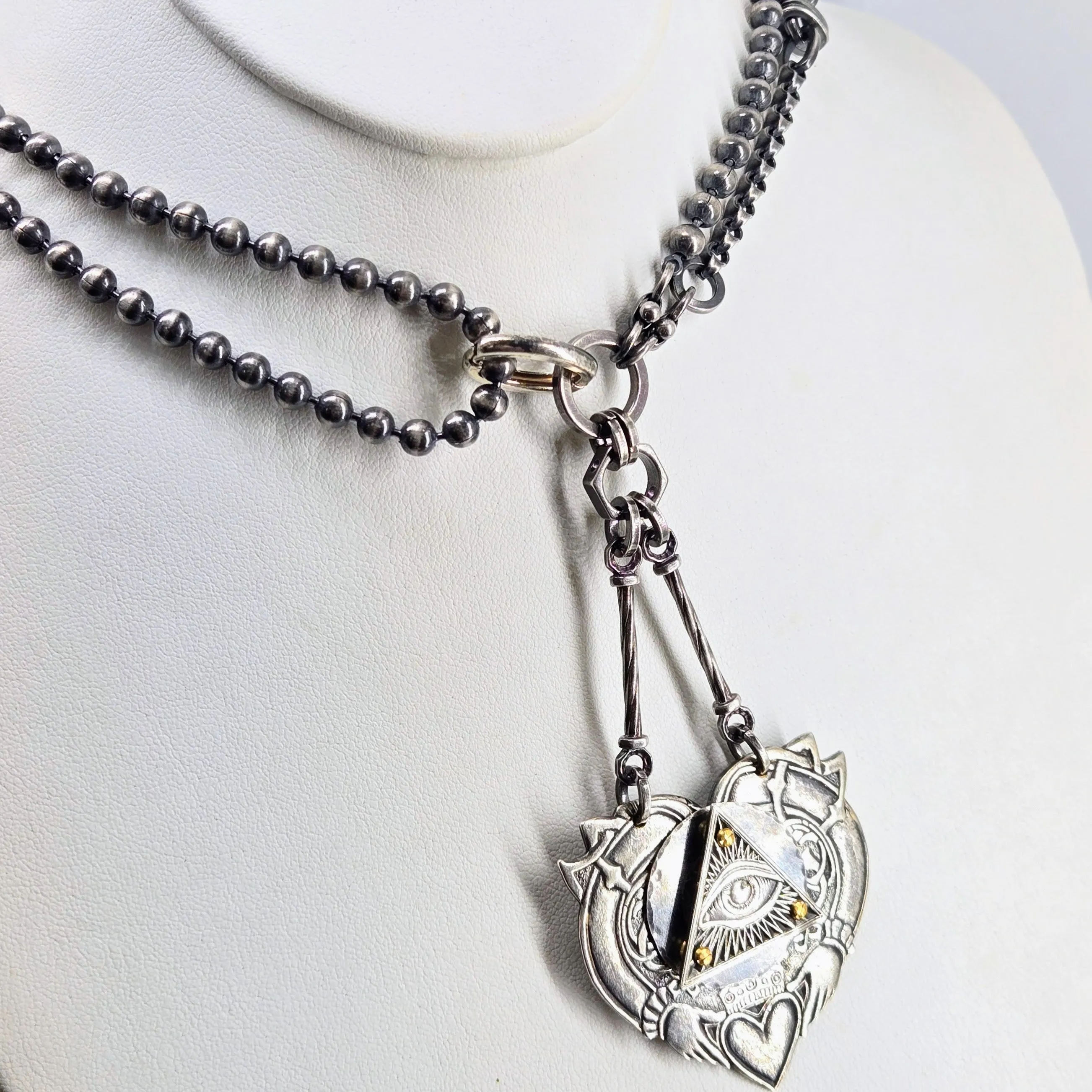 "Eye <3 YOU!" Convertible Necklace - Anti-tarnish Mixed Metals & Upcycled Components