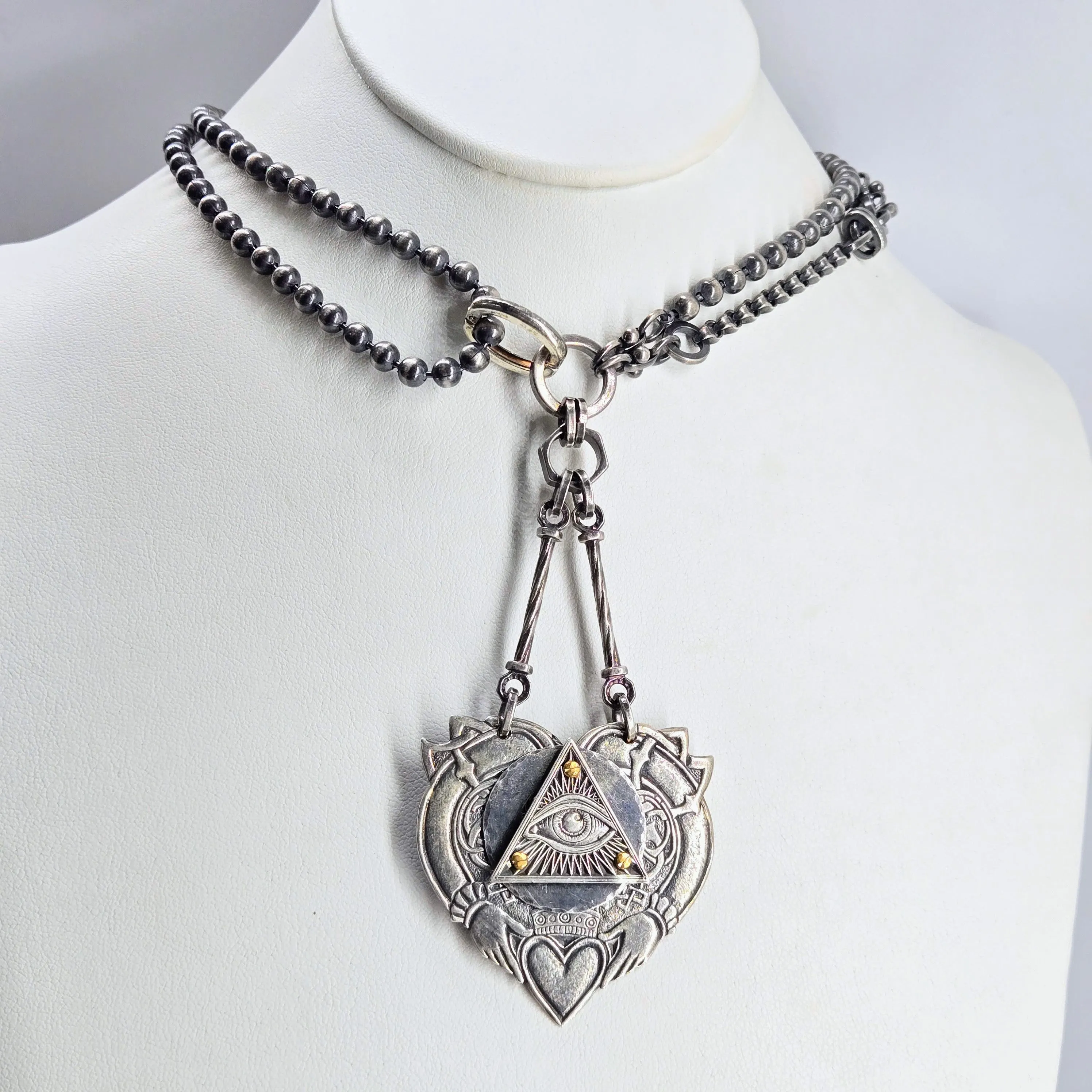 "Eye <3 YOU!" Convertible Necklace - Anti-tarnish Mixed Metals & Upcycled Components