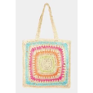 Rainbow Crochet Tote Bag