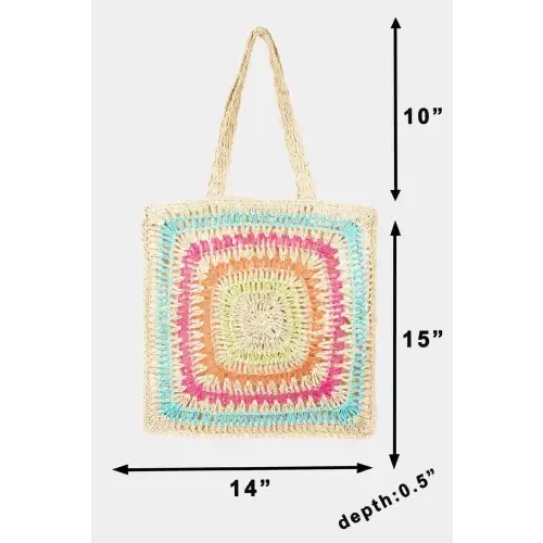 Rainbow Crochet Tote Bag