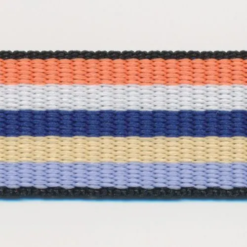 Rainbow Stripe Grosgrain Ribbon #12 Salmon & White & Deep Blue & Beige & Light Purple