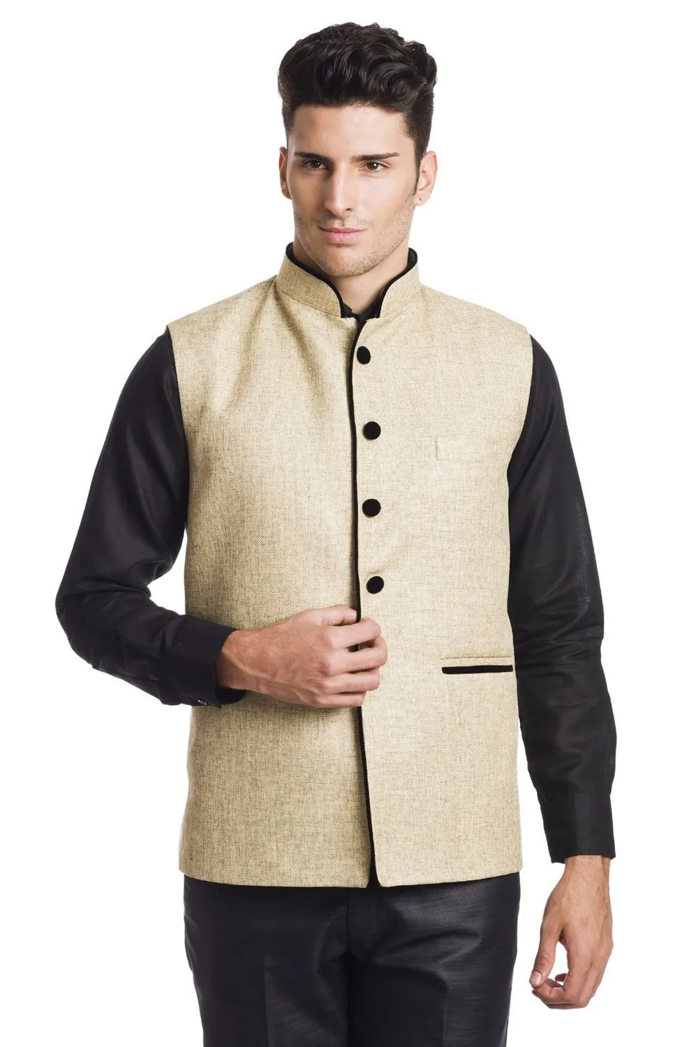 Rayon Beige Modi Nehru Jacket