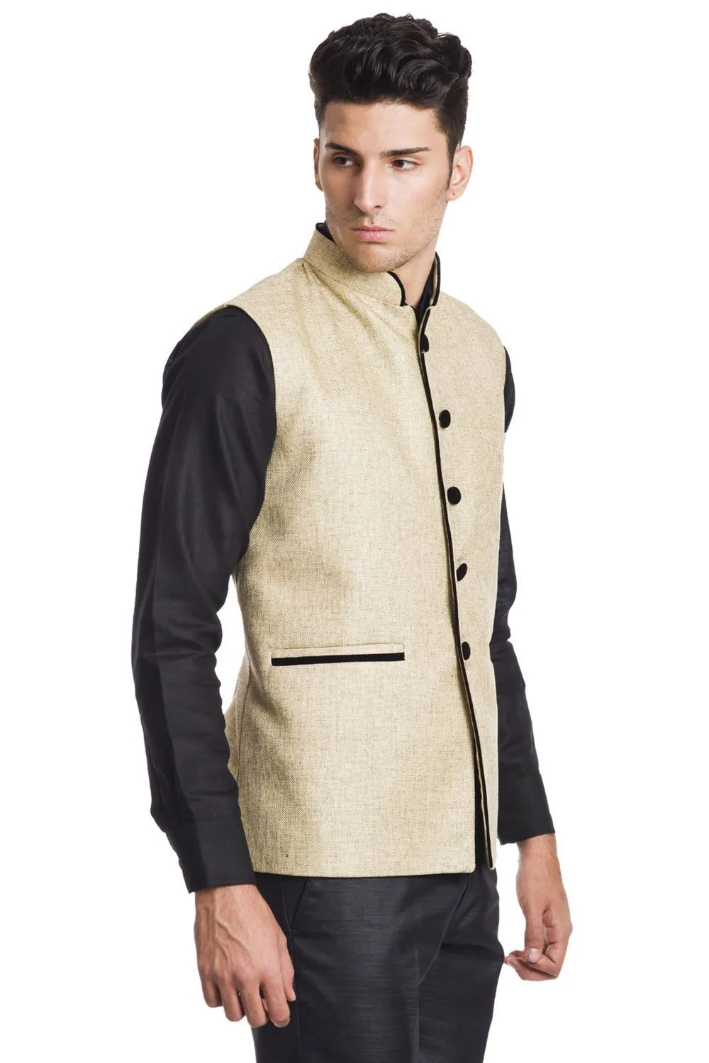 Rayon Beige Modi Nehru Jacket