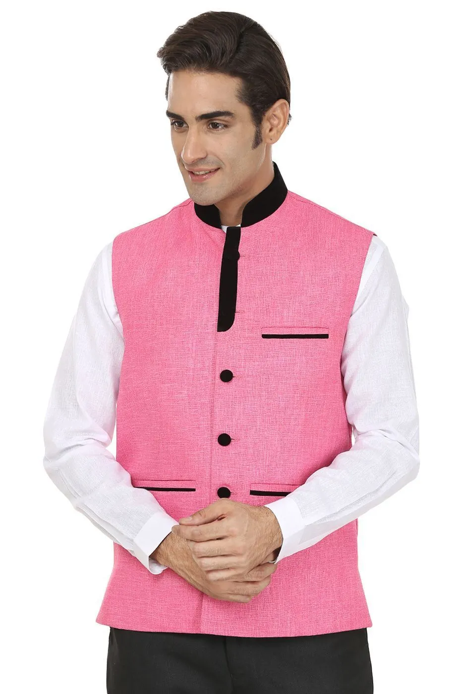 Rayon Pink Modi Nehru Jacket
