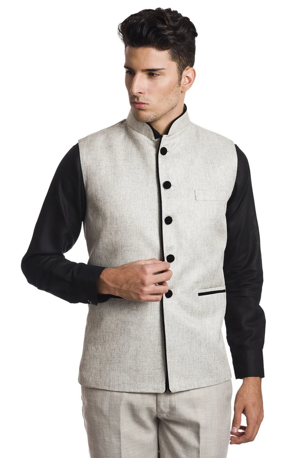 Rayon Silver Modi Nehru Jacket