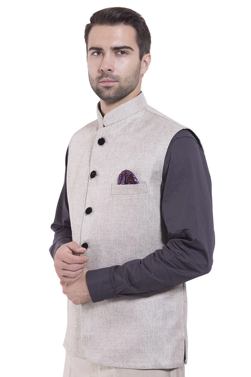 Rayon Silver Modi Nehru Jacket