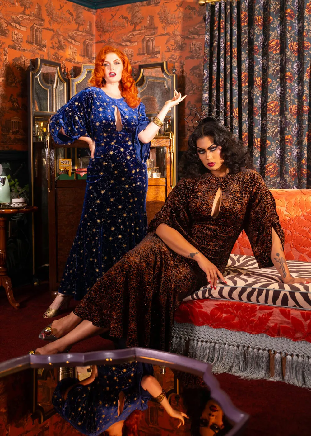 Rebel Love Bewitched Starry Skies Velvet Maxi Evening Dress Blue