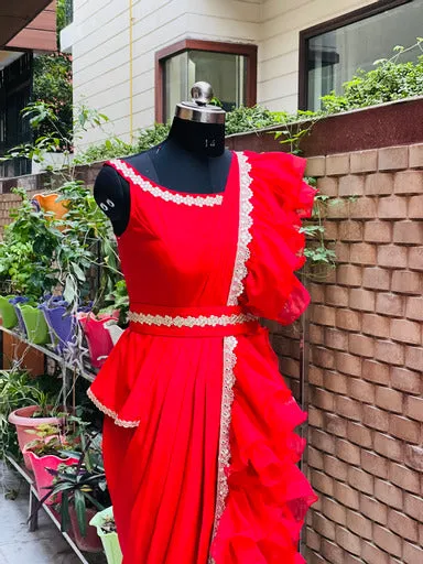 Red Saree Gown