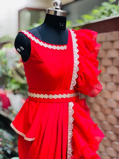 Red Saree Gown