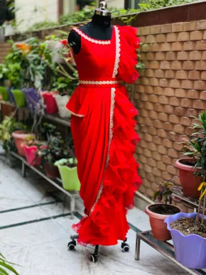 Red Saree Gown