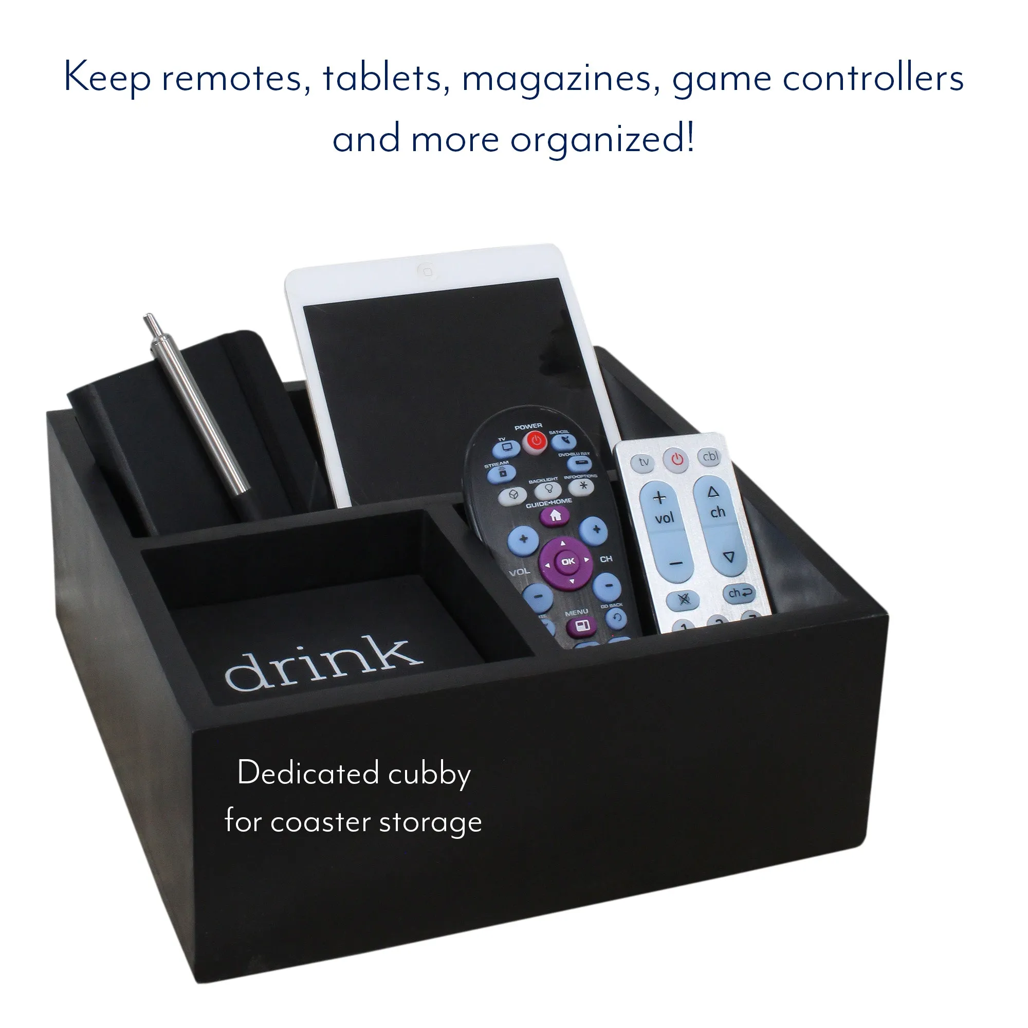 Remote Control Caddy w/ Coasters (6-Piece Set)