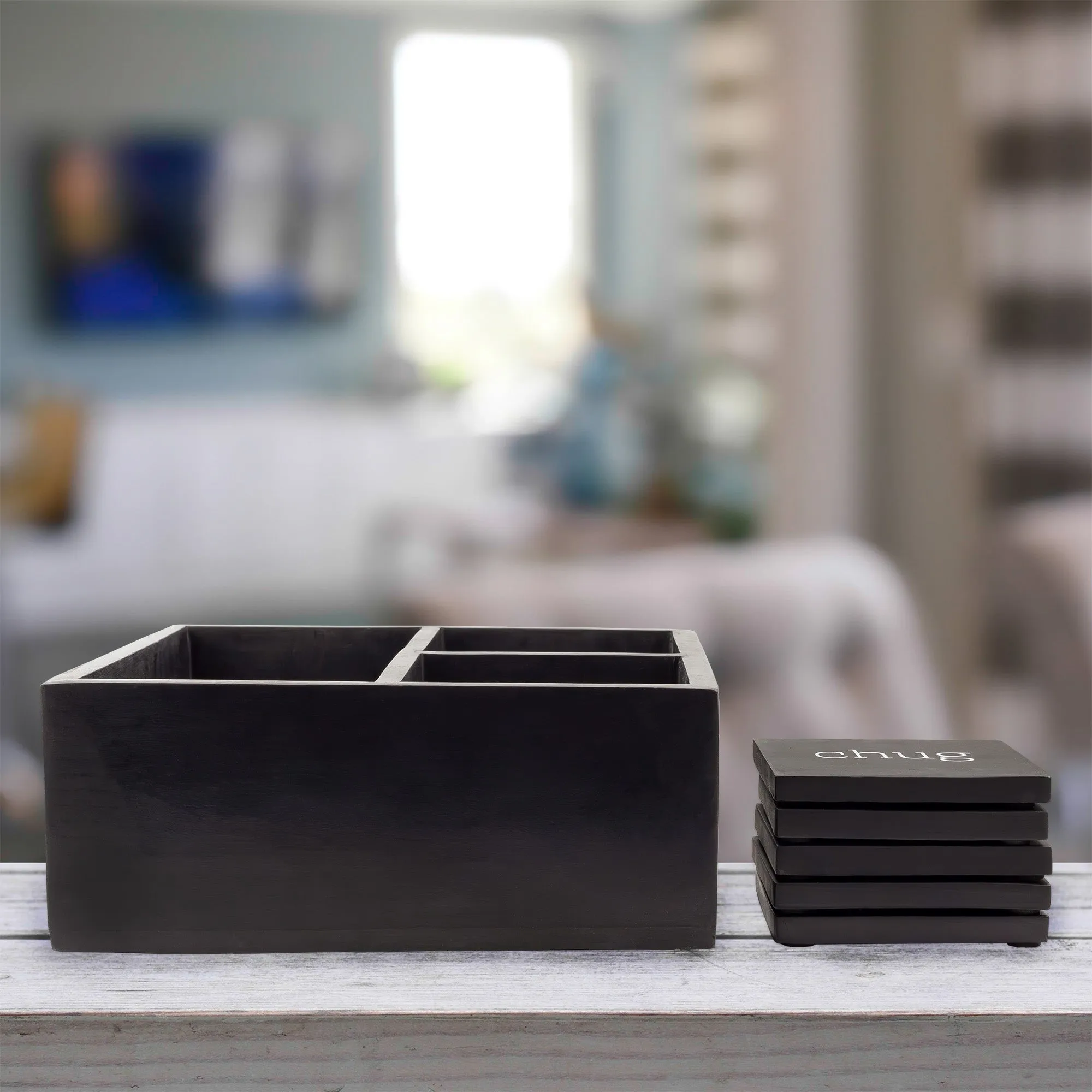 Remote Control Caddy w/ Coasters (6-Piece Set)