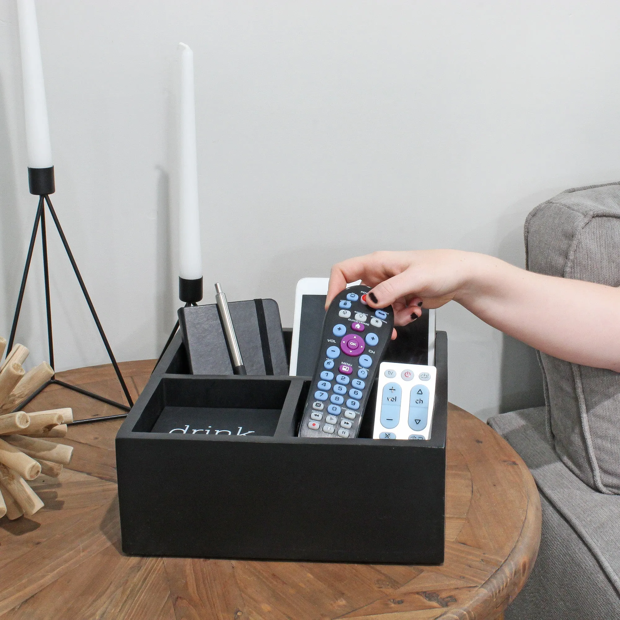 Remote Control Caddy w/ Coasters (6-Piece Set)