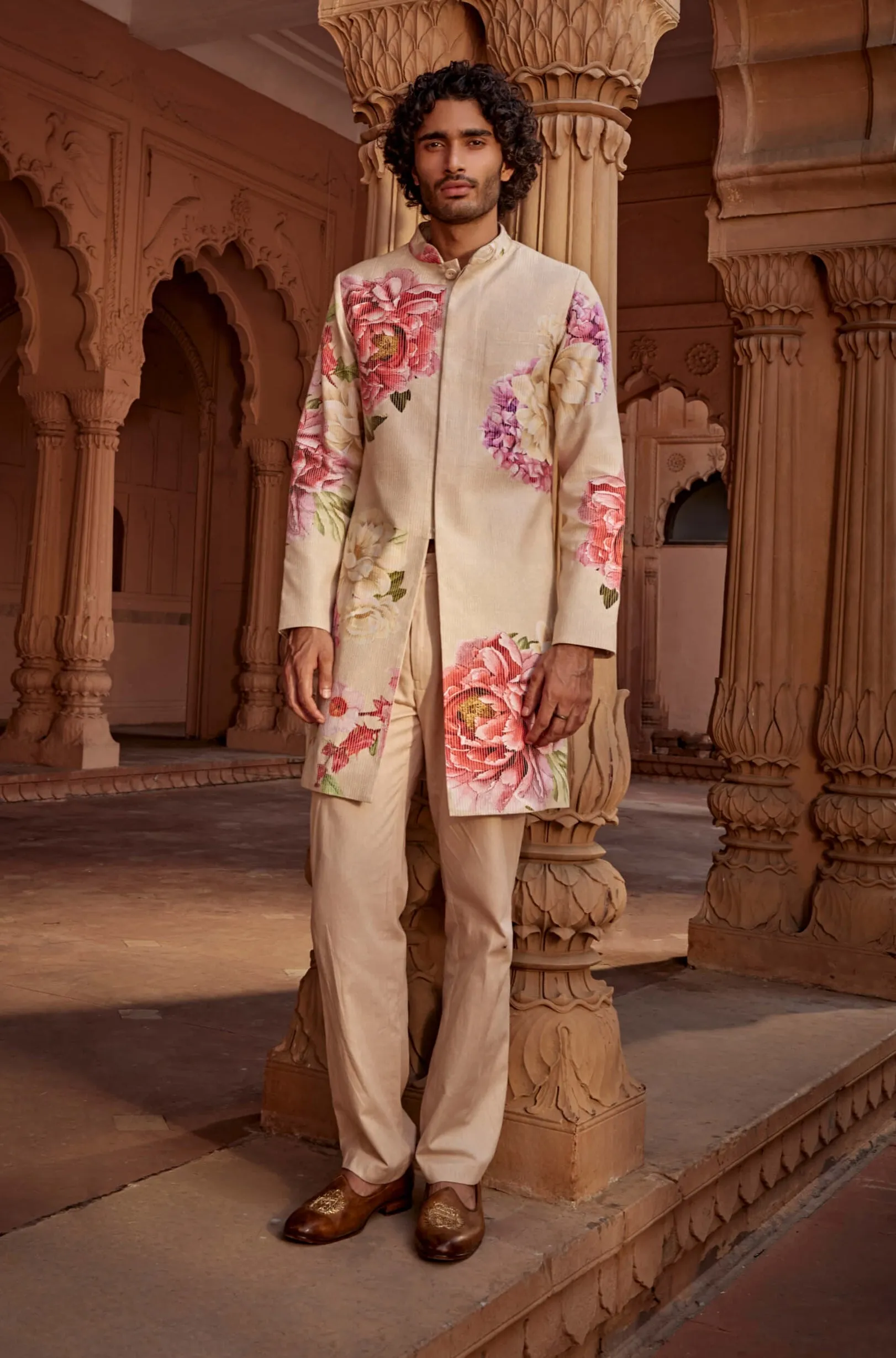 Ridhwan beige sherwani and pants