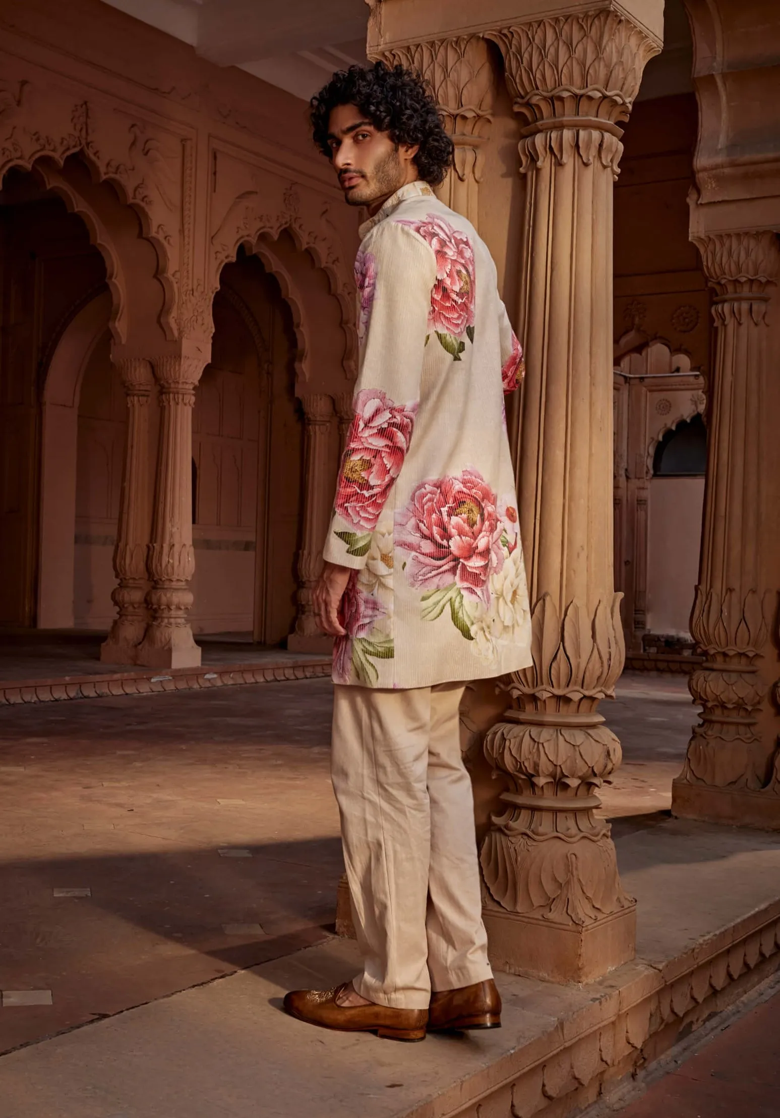 Ridhwan beige sherwani and pants