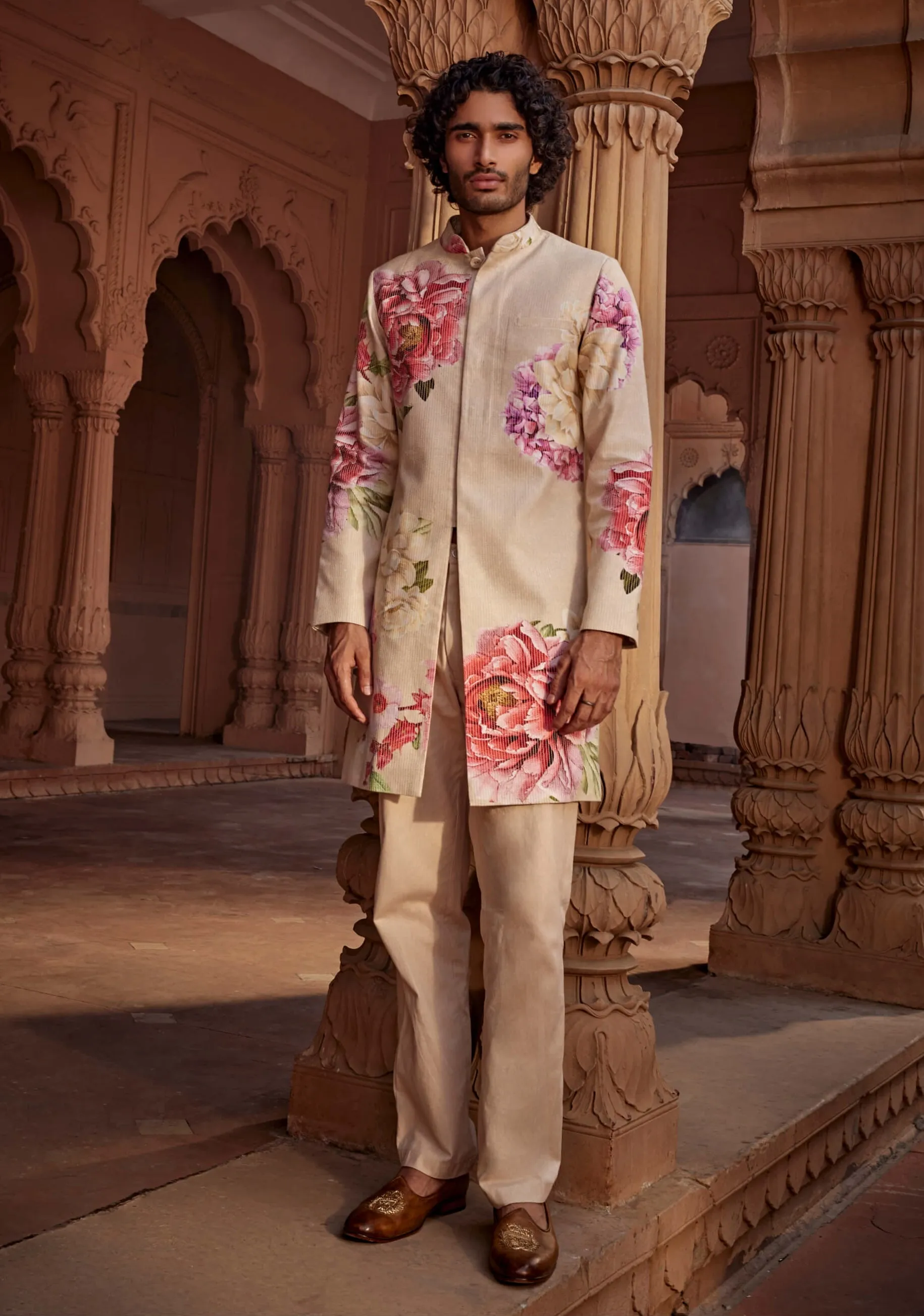 Ridhwan beige sherwani and pants
