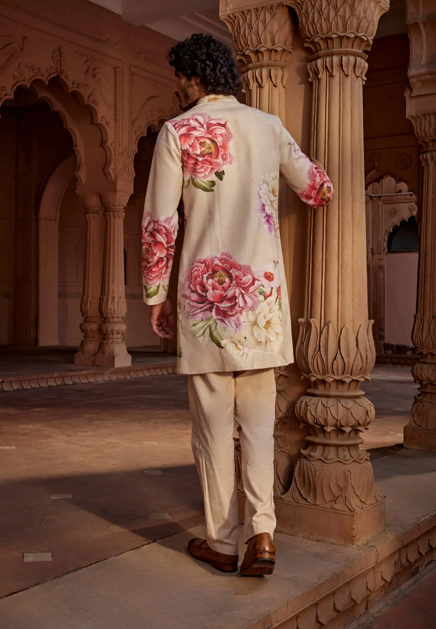 Ridhwan beige sherwani and pants