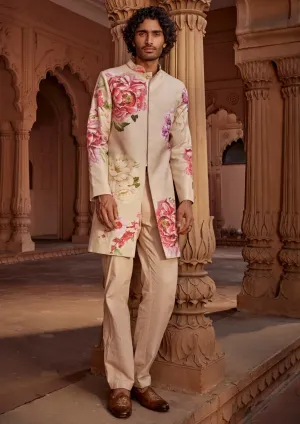 Ridhwan beige sherwani and pants