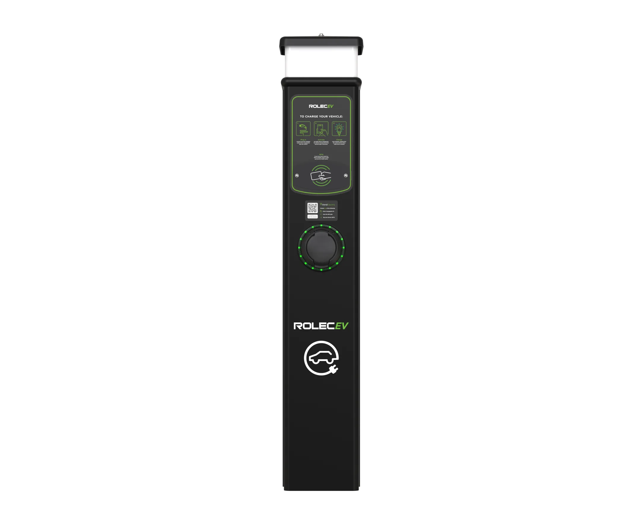Rolec ROLEC0213B BasicCharge Smart EV Charging Pedestal - 1x up to 22kW 3PH Type 2 Socket - Black