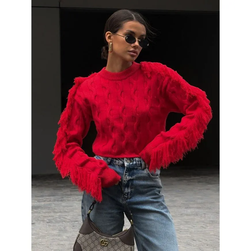 Round Neck Long-sleeved Knitted Sweater