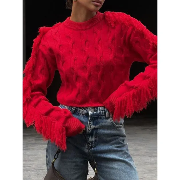 Round Neck Long-sleeved Knitted Sweater