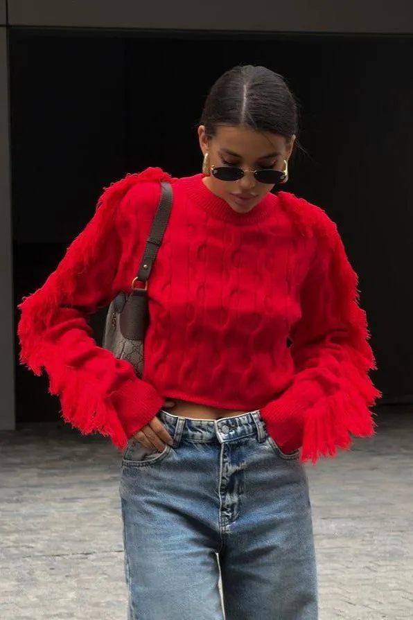Round Neck Long-sleeved Knitted Sweater