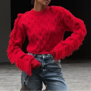 Round Neck Long-sleeved Knitted Sweater